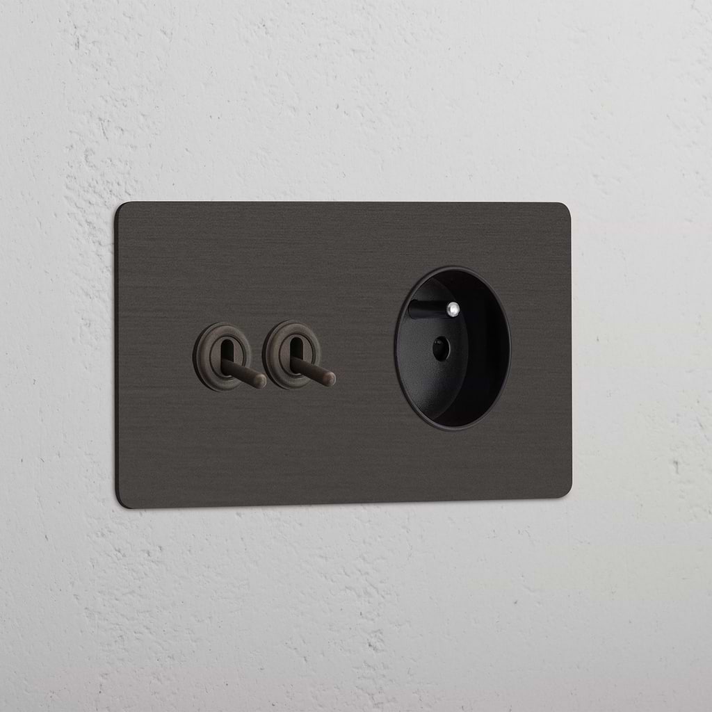 Double 2x Toggle & French Module Round - Bronze Black 