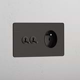 Double 2x Toggle & French Module Round - Bronze Black 