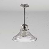 Hammersmith Medium Pendant Light Fluted Glass - Polished Nickel