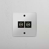 Dual TV Module in Clear Black - Quality Television Signal Accessory on White Background