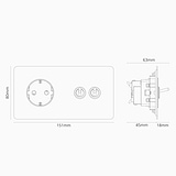Double 2x Toggle & Schuko Module Round - Polished Nickel White 