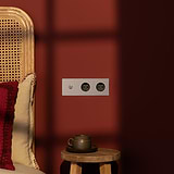 Triple Toggle & 2x Schuko Module Round - Polished Nickel Black  