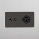 Double 2x Toggle & Swiss Module Round - Bronze Black 