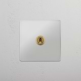 Sleek Single Toggle Switch in Clear Antique Brass - Home Lighting Accessory on White Background