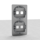 Double 4x Vertical Switch Plate EU: paintable, light gray switch plate with two vertical openings for EU switches.