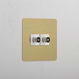 Single TV Module in 2x Antique Brass White Design - Optimal Signal Reception