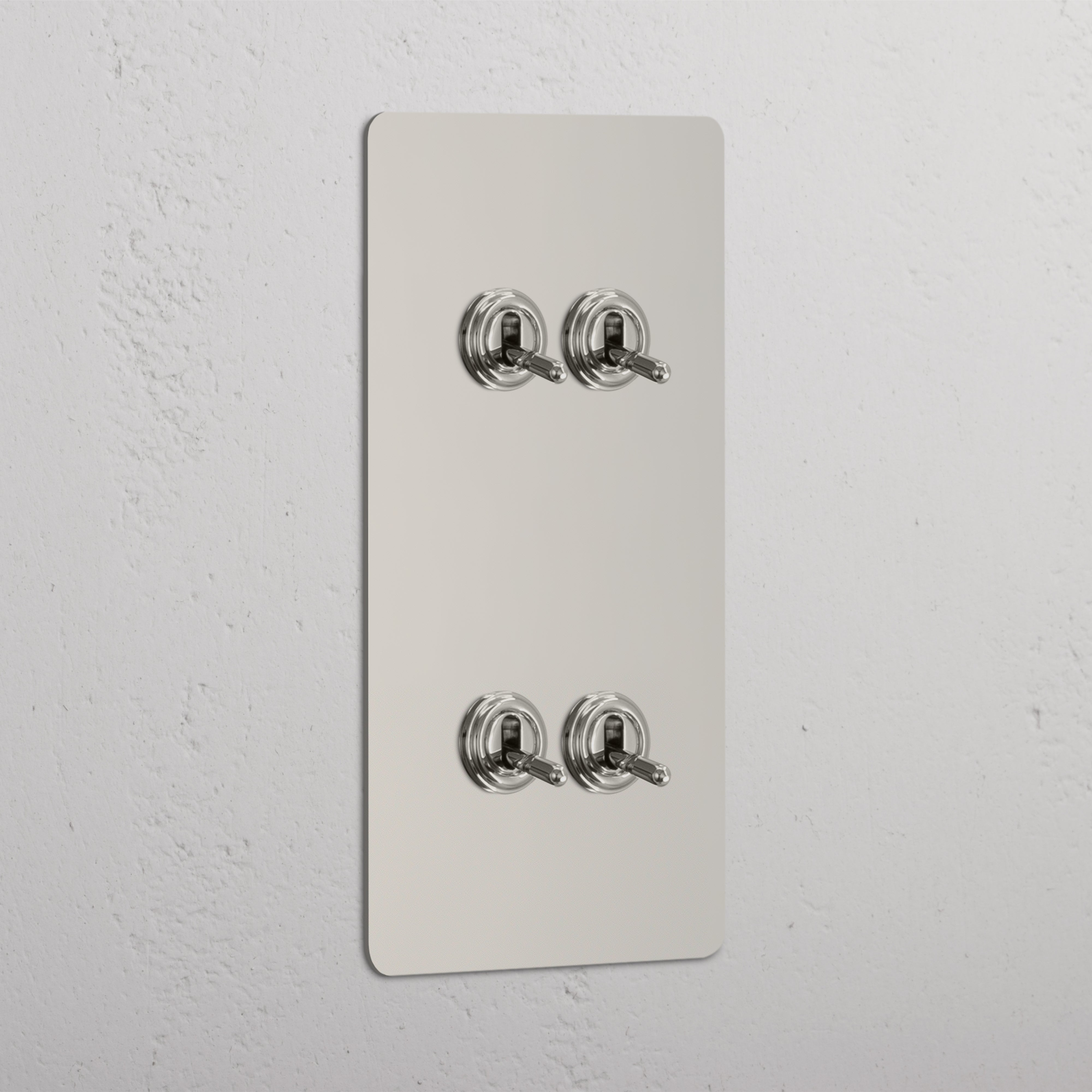 High Capacity Vertical Light Toggle Switch: Polished Nickel Double 4x Vertical Toggle Switch