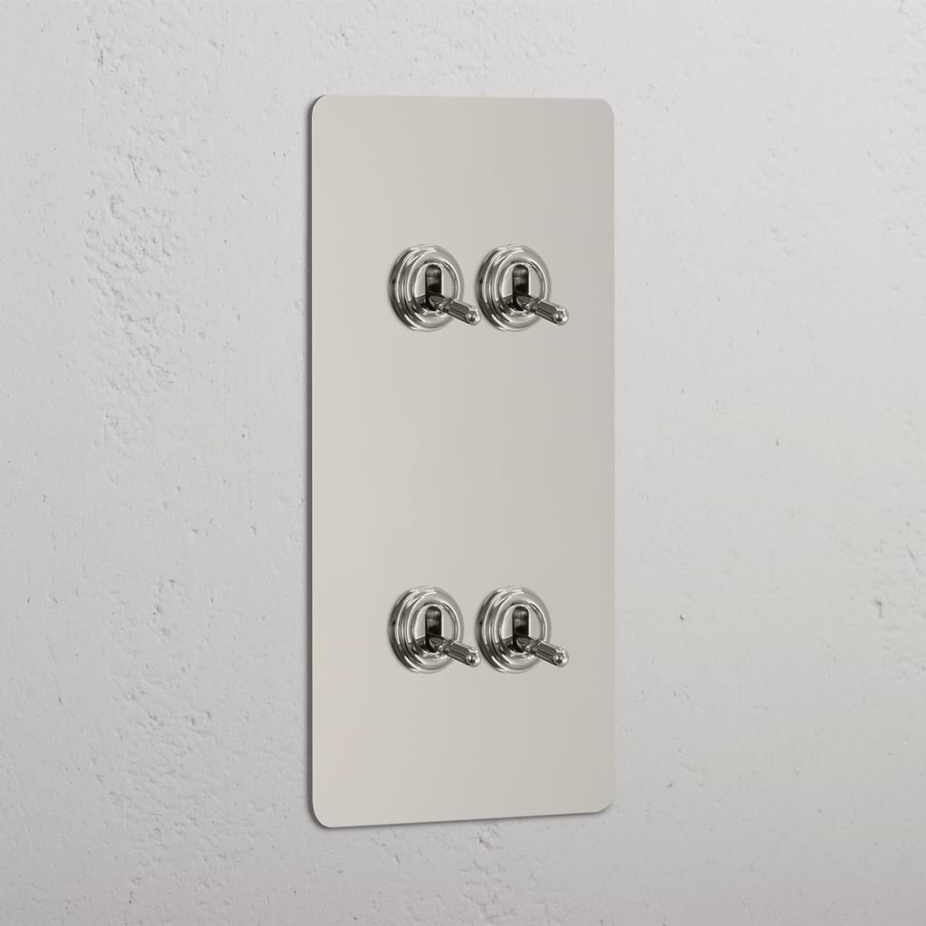 High Capacity Vertical Light Toggle Switch: Polished Nickel Double 4x Vertical Toggle Switch