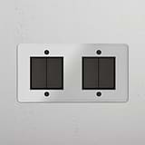 Clear Bronze Black Double Rocker Switch with Four Positions - Efficient Light Control Accessory on White Background