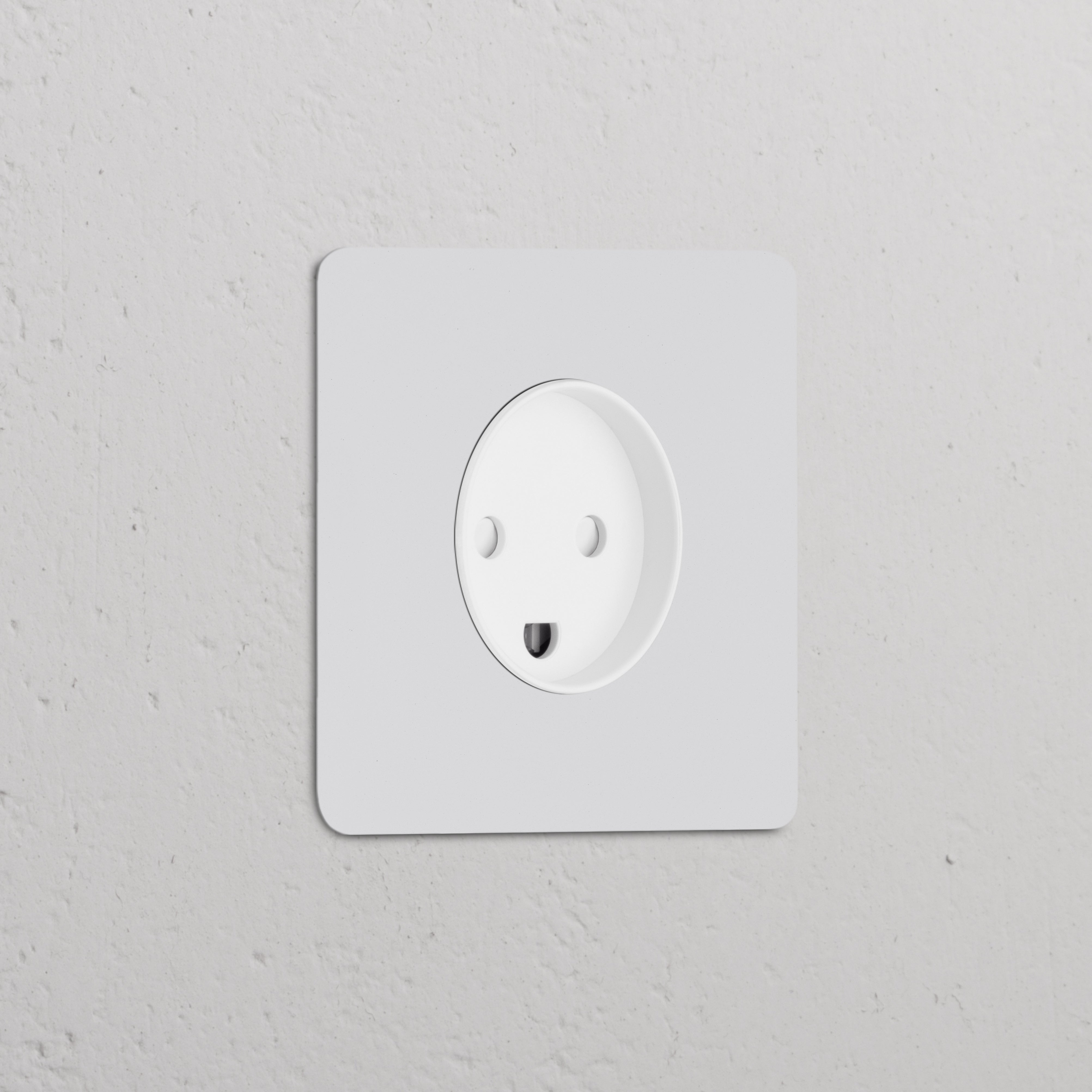 Paintable white Danish Type K power module socket, round design, for single sockets & modules.