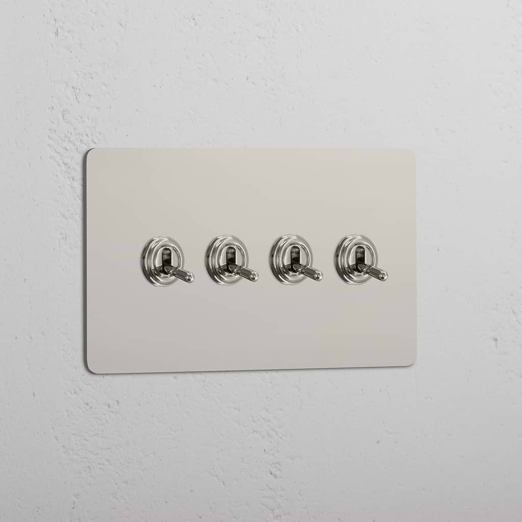 High Capacity Quad Control Toggle Switch: Polished Nickel Double 4x Toggle Switch