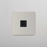 High-Speed Charging Accessory on White Background: Polished Nickel Black Single USB 30W Module
