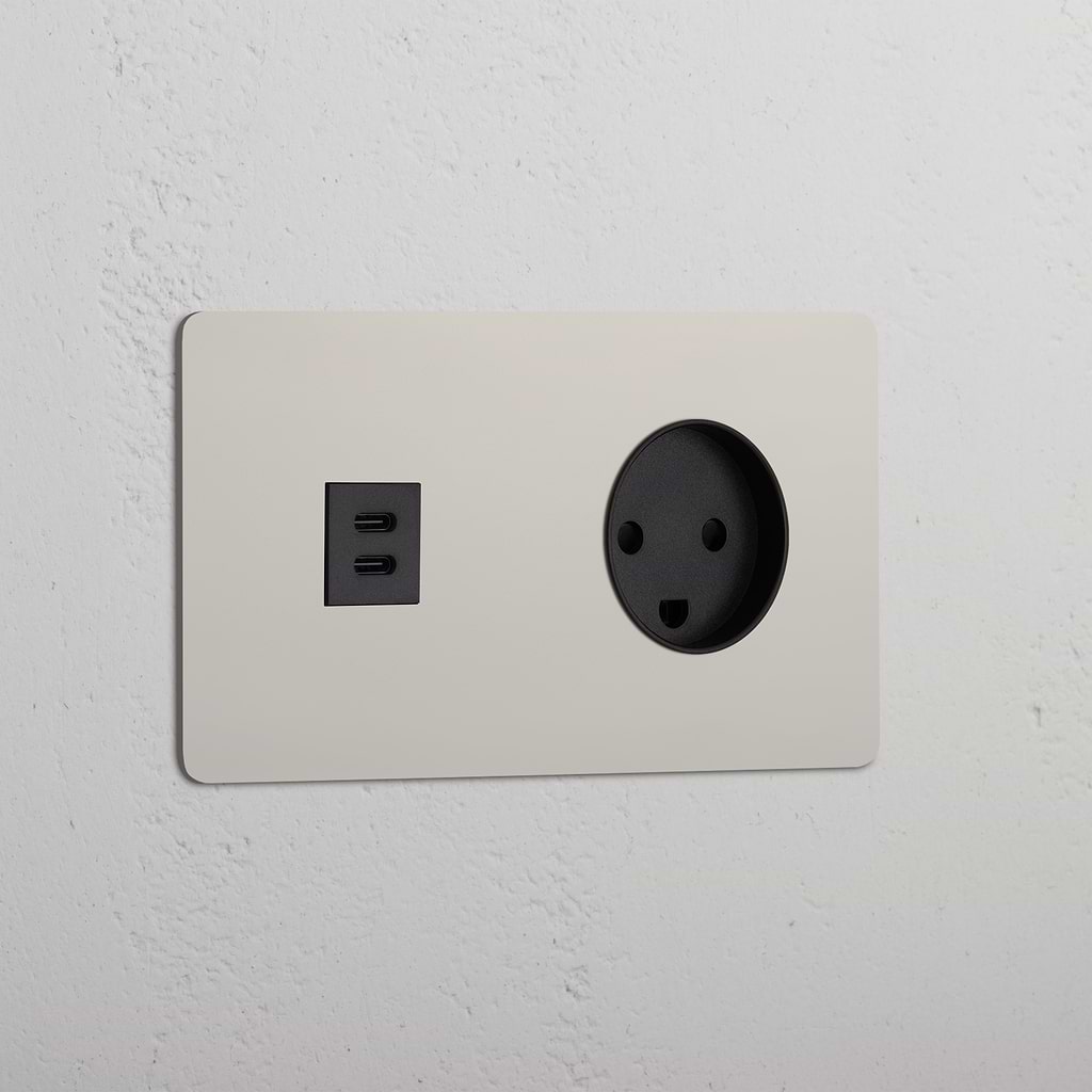 Double USB 30W & Danish Module - Polished Nickel Black