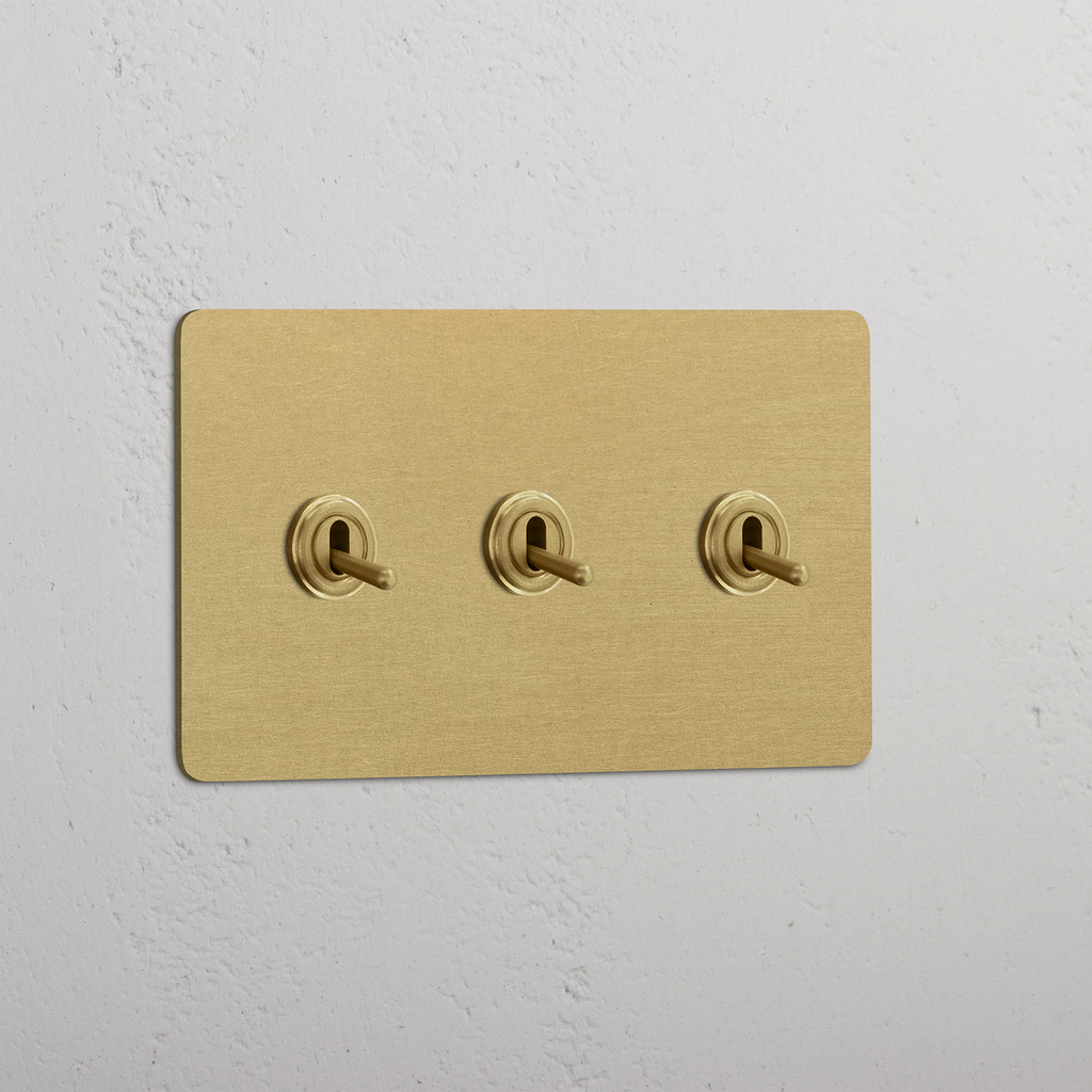 Double 3x Toggle Switch in Classic Antique Brass Style