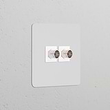 Paintable white Single 2x TV Module featuring two coaxial outlets, suitable for sockets and module setups.