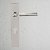 Digby Long Plate Sprung Door Handle & Euro Lock - Polished Nickel