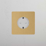 Single Schuko Module Round - Antique Brass White