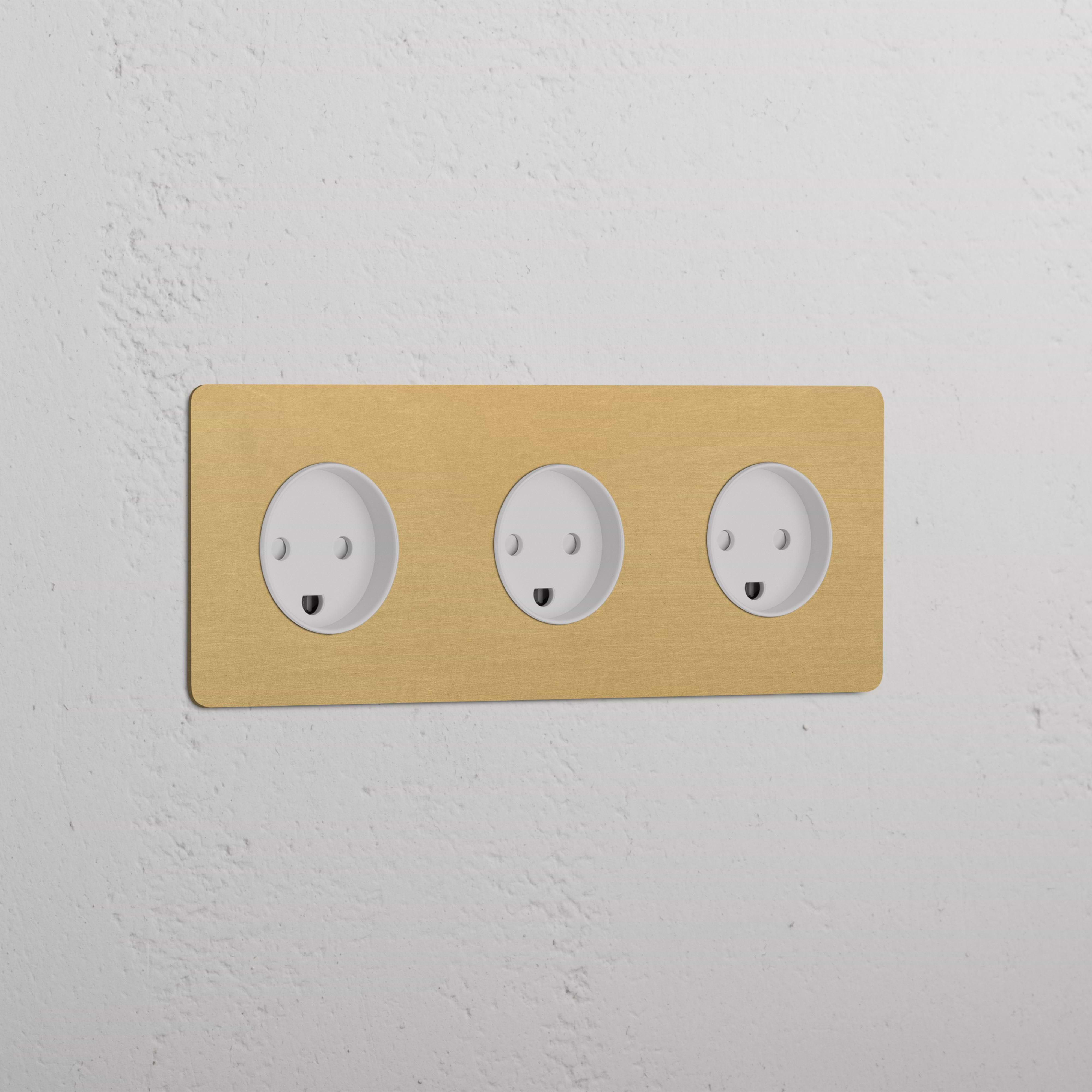 Triple 3x Danish Module Round - Antique Brass White