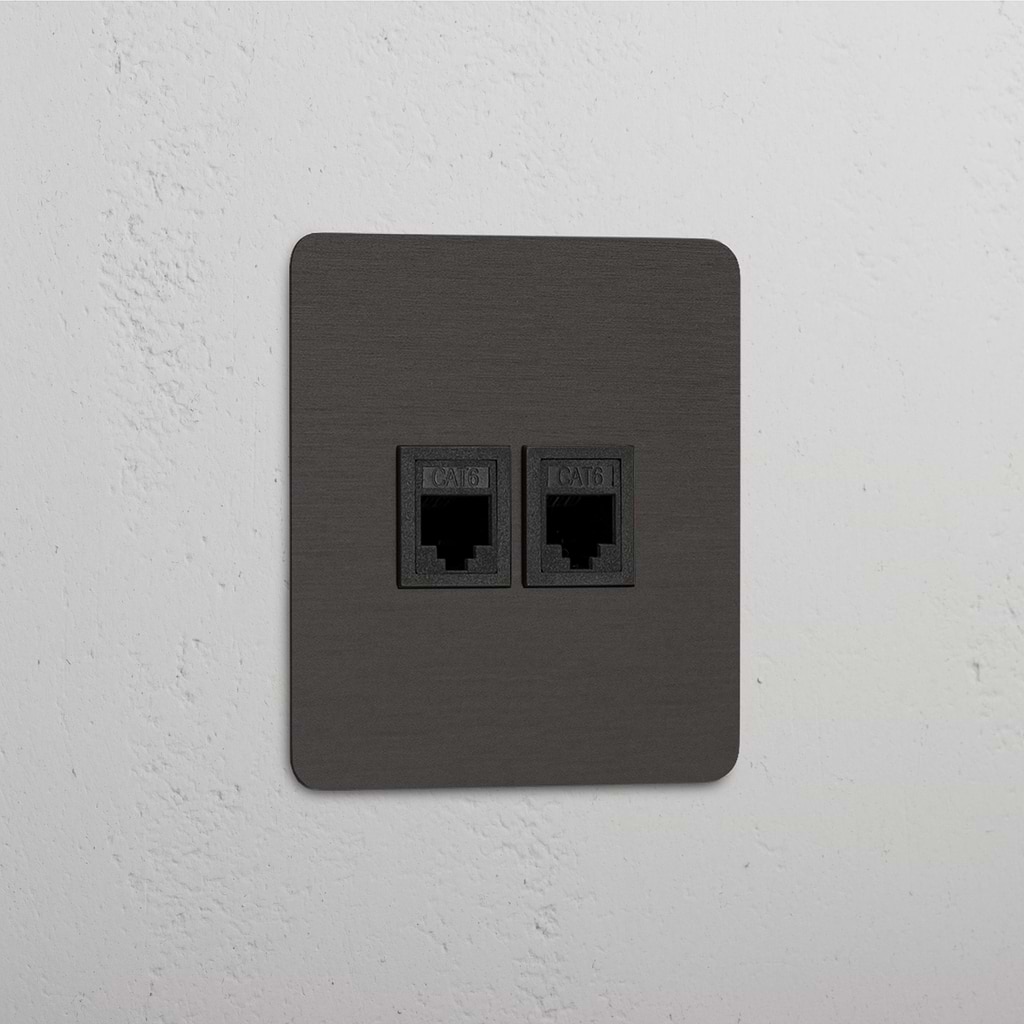Efficient Single RJ45 Module in Bronze Black with Dual Ports - Stable Network Connection