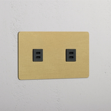 High-Quality Double 2x USB Power Module in Antique Brass Black