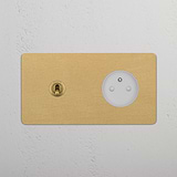 Double Toggle & French Module Round - Antique Brass White