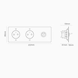 Triple Toggle & 2x French Module Round - Clear Polished Nickel White 