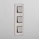 High Capacity Vertical Light Control Switch: Polished Nickel Black Triple 3x Vertical Rocker Switch