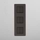 High-Capacity Bronze Black Triple Vertical Rocker Switch - Advanced Light Control Accessory on White Background