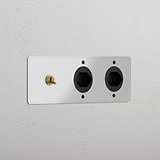 Triple Toggle & 2x Swiss Module Round - Clear Antique Brass Black 