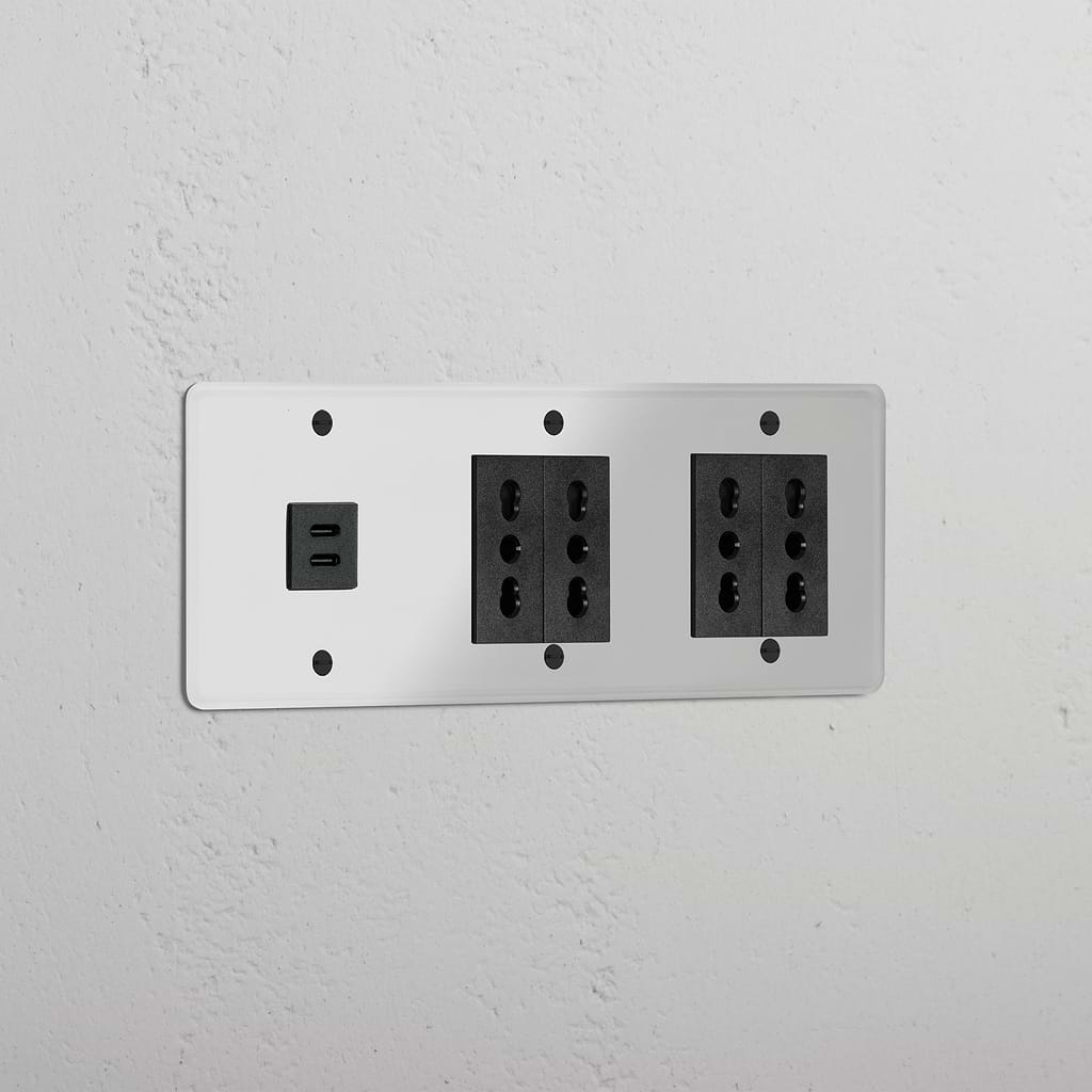 Triple USB 30W & 4x Bipasso Module - Clear Black