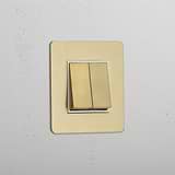 Dual-Position Rocker Switch in Antique Brass White - Elegant Home Accessory