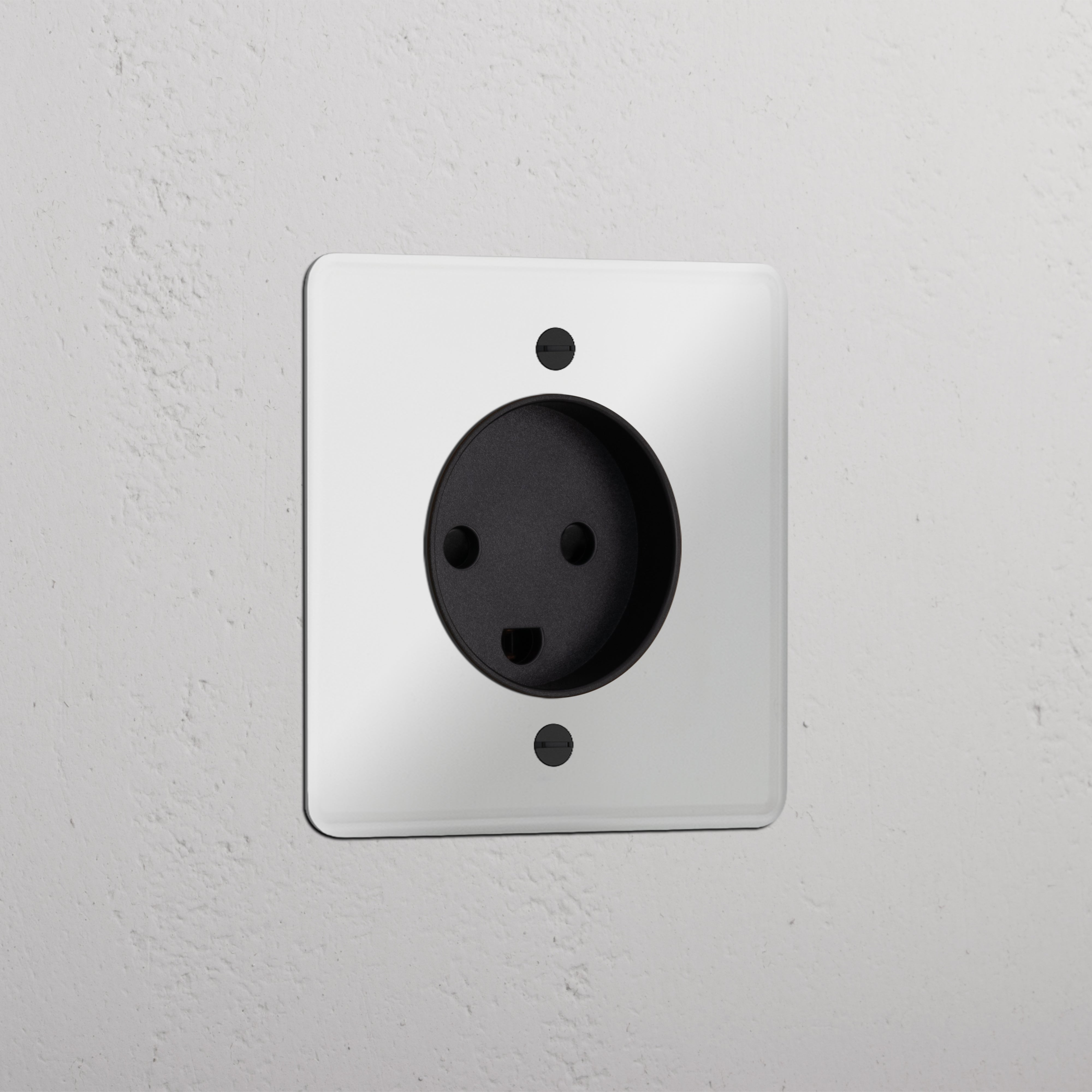 Single Danish Module Round - Clear Black socket with a clear black circular outlet on a white background.