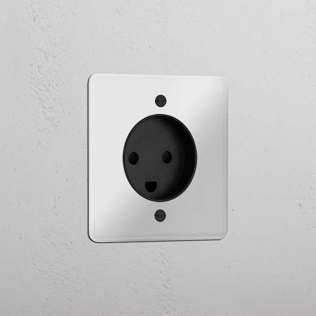 Single Danish Module Round - Clear Black socket with a clear black circular outlet on a white background.