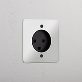 Single Danish Module Round - Clear Black socket with a clear black circular outlet on a white background.