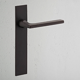 Clayton Long Plate Fixed Door Handle Bronze Finish on White Background