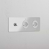 Triple Toggle & 2x Swiss Module Round - Clear Polished Nickel White 