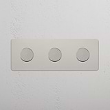 High Capacity Light Intensity Control Switch: Polished Nickel Triple 3x Dimmer Switch on White Background