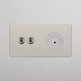 Double 2x Toggle & Swiss Module Round - Polished Nickel White 