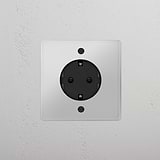 Single Schuko Module Round - Clear Black