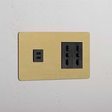 Double USB 30W & 2x Bipasso Module - Antique Brass Black