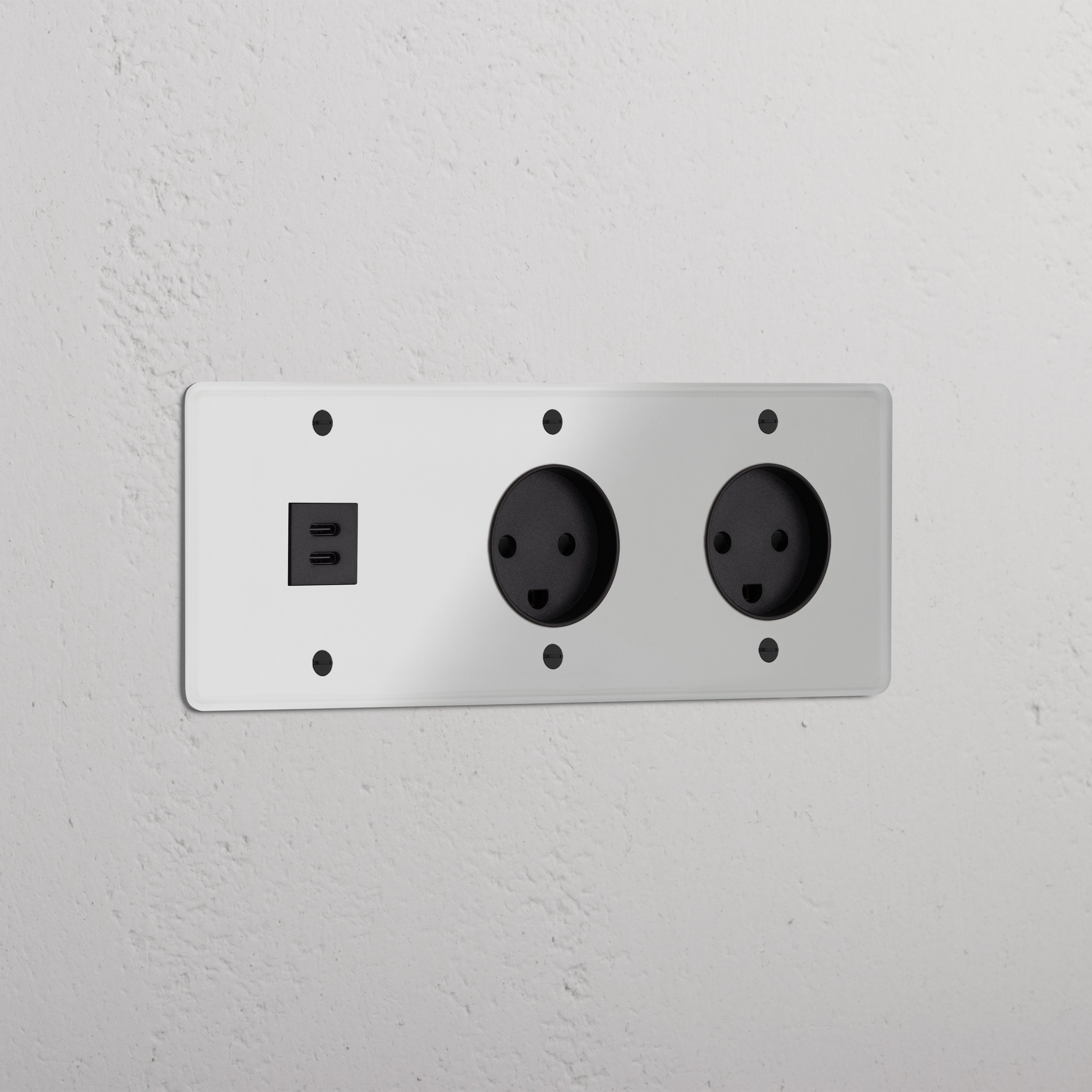 Triple USB 30W & 2x Danish Module - Clear Black