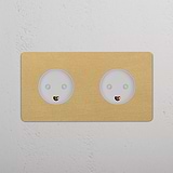 Double 2x Danish Module - Antique Brass White