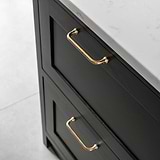 Antique Brass Sycamore Furniture Handle on Black Cupboard Furniture