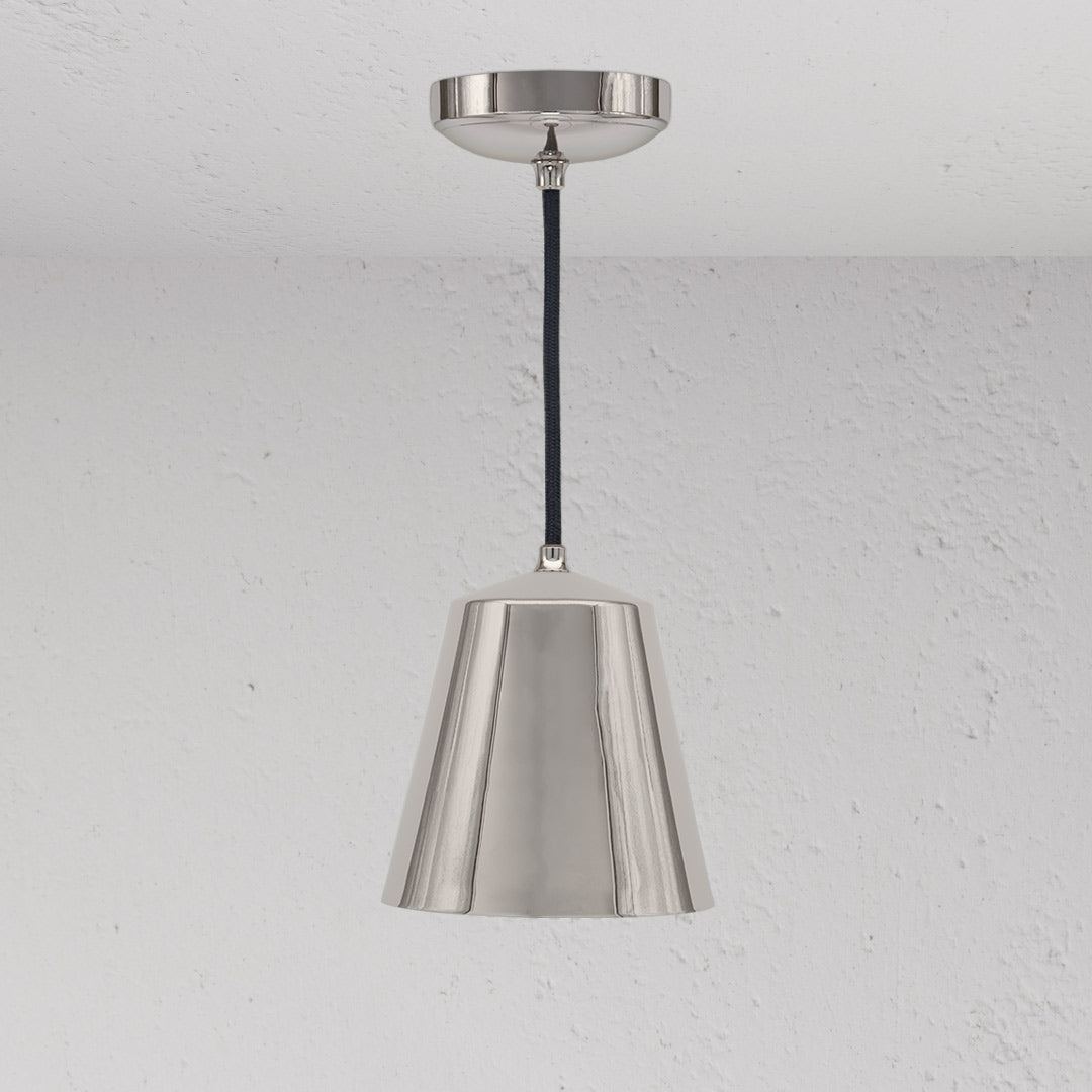 Richmond Medium Pendant Light Polished Nickel Finish on White Background