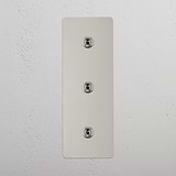 High Capacity Vertical Light Toggle Switch: Polished Nickel Triple 3x Vertical Toggle Switch on White Background