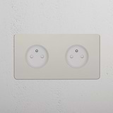 Double 2x French Power Module Round - Polished Nickel White