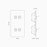 Double 4x Vertical Rocker Switch - Clear Polished Nickel Black