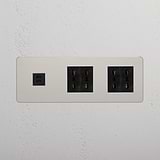 Triple USB 30W & 4x Bipasso Module - Polished Nickel Black