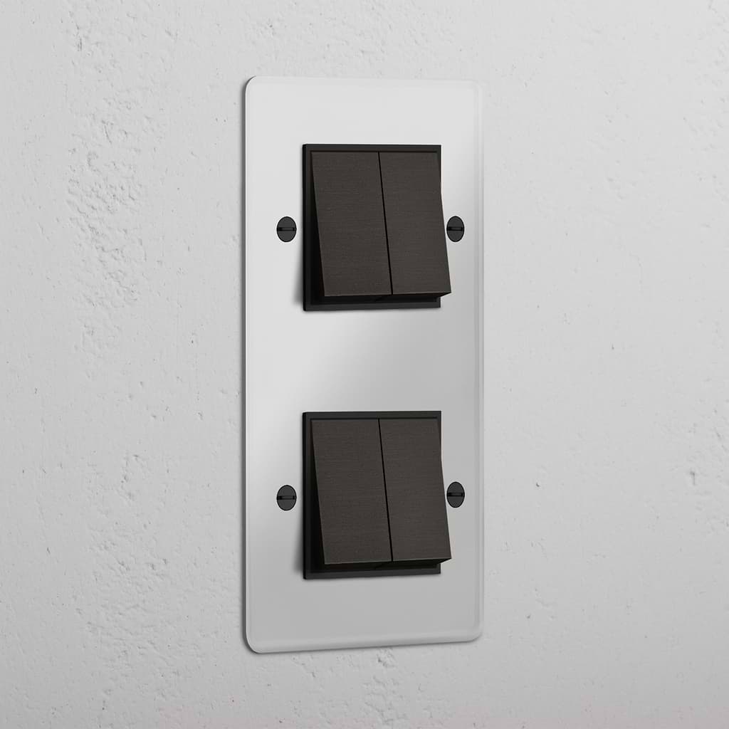 Vertical Four-Position Double Rocker Switch in Clear Bronze Black - Advanced Lighting Solution