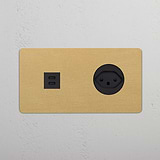 Double USB 30W & Swiss Module - Antique Brass Black